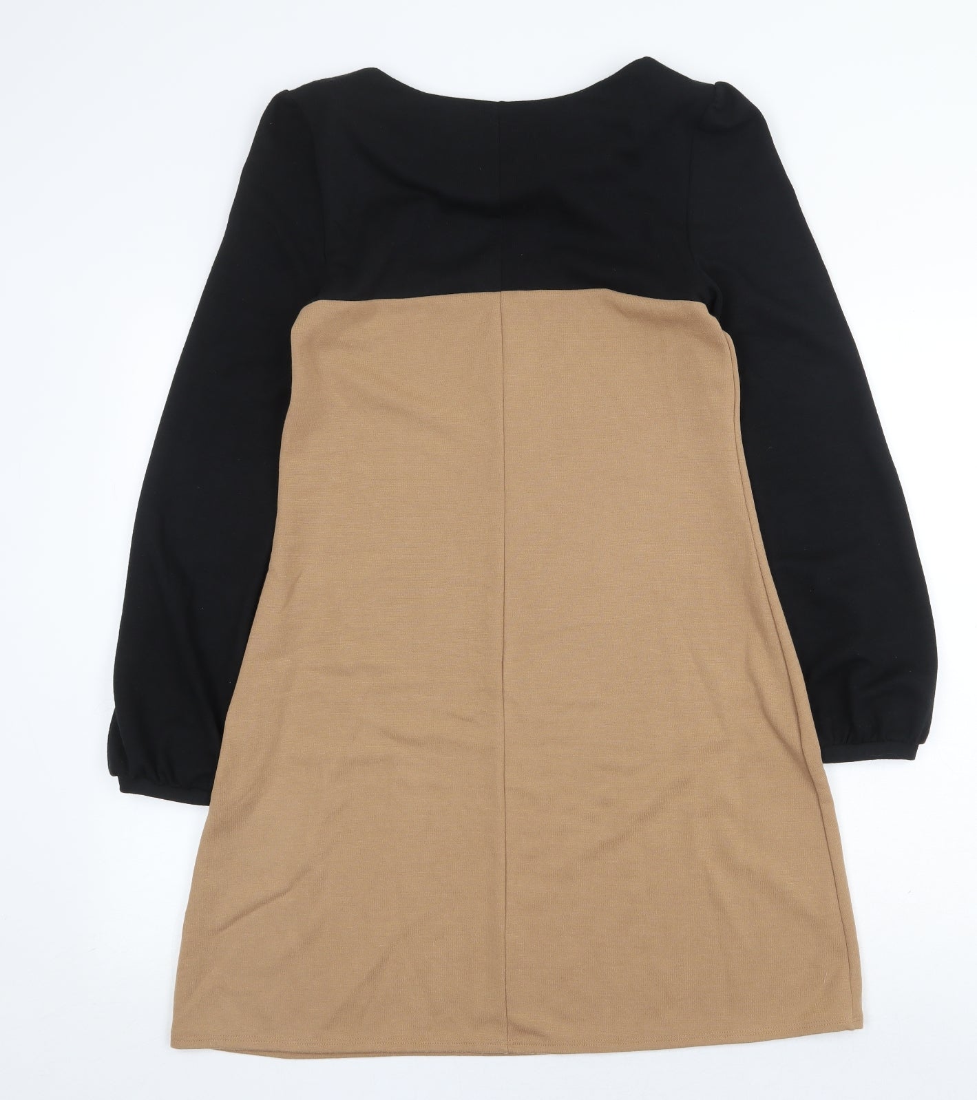 F&F Womens Beige Colourblock Polyester A-Line Size 12 Round Neck Pullover