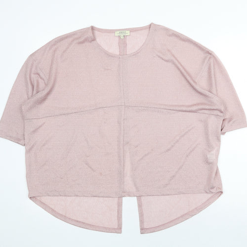 Papaya Womens Pink Polyester Basic Blouse Size 10 Scoop Neck