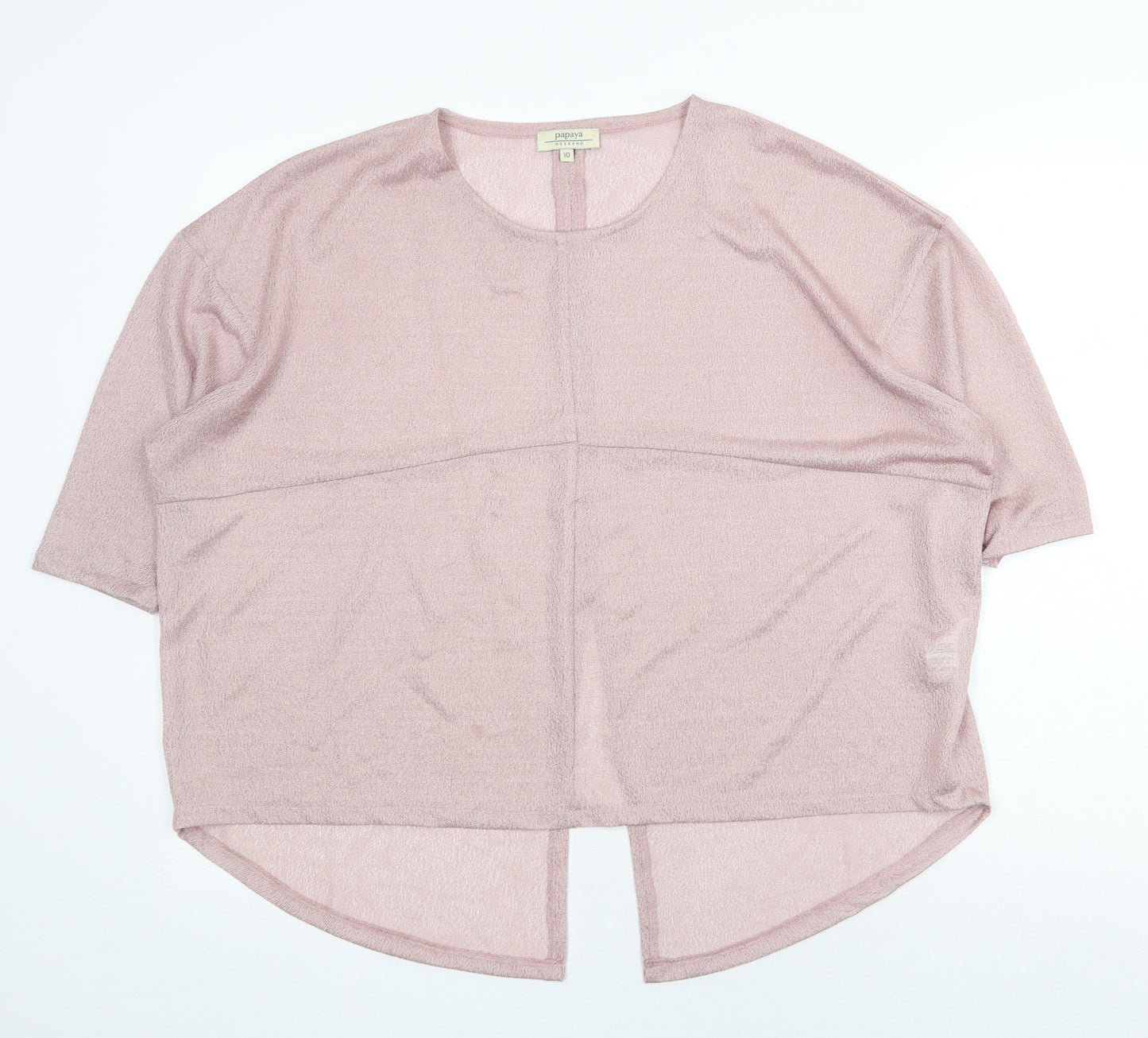 Papaya Womens Pink Polyester Basic Blouse Size 10 Scoop Neck