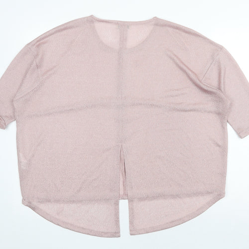 Papaya Womens Pink Polyester Basic Blouse Size 10 Scoop Neck