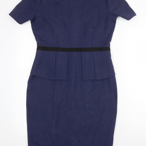 Florenceroby Womens Blue Polyester A-Line Size 10 Round Neck Zip