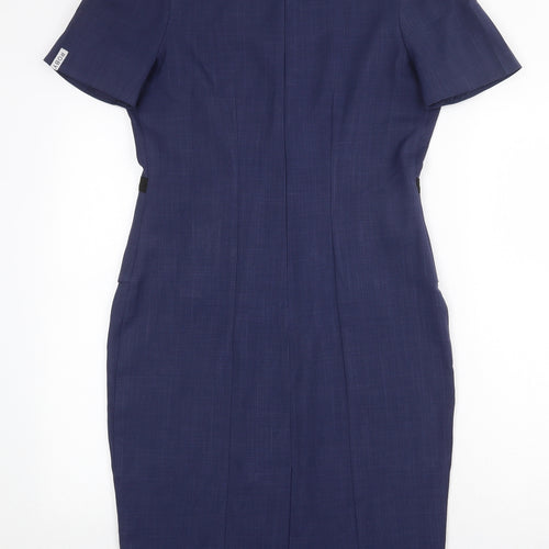 Florenceroby Womens Blue Polyester A-Line Size 10 Round Neck Zip