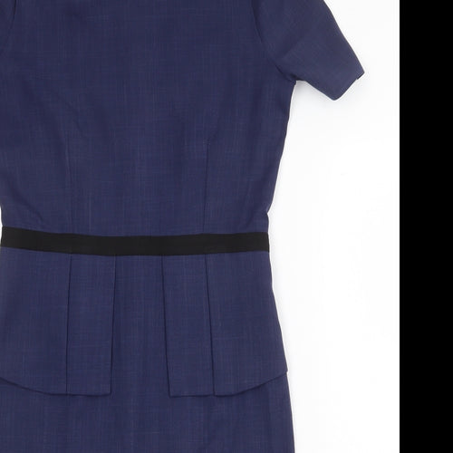 Florenceroby Womens Blue Polyester A-Line Size 10 Round Neck Zip