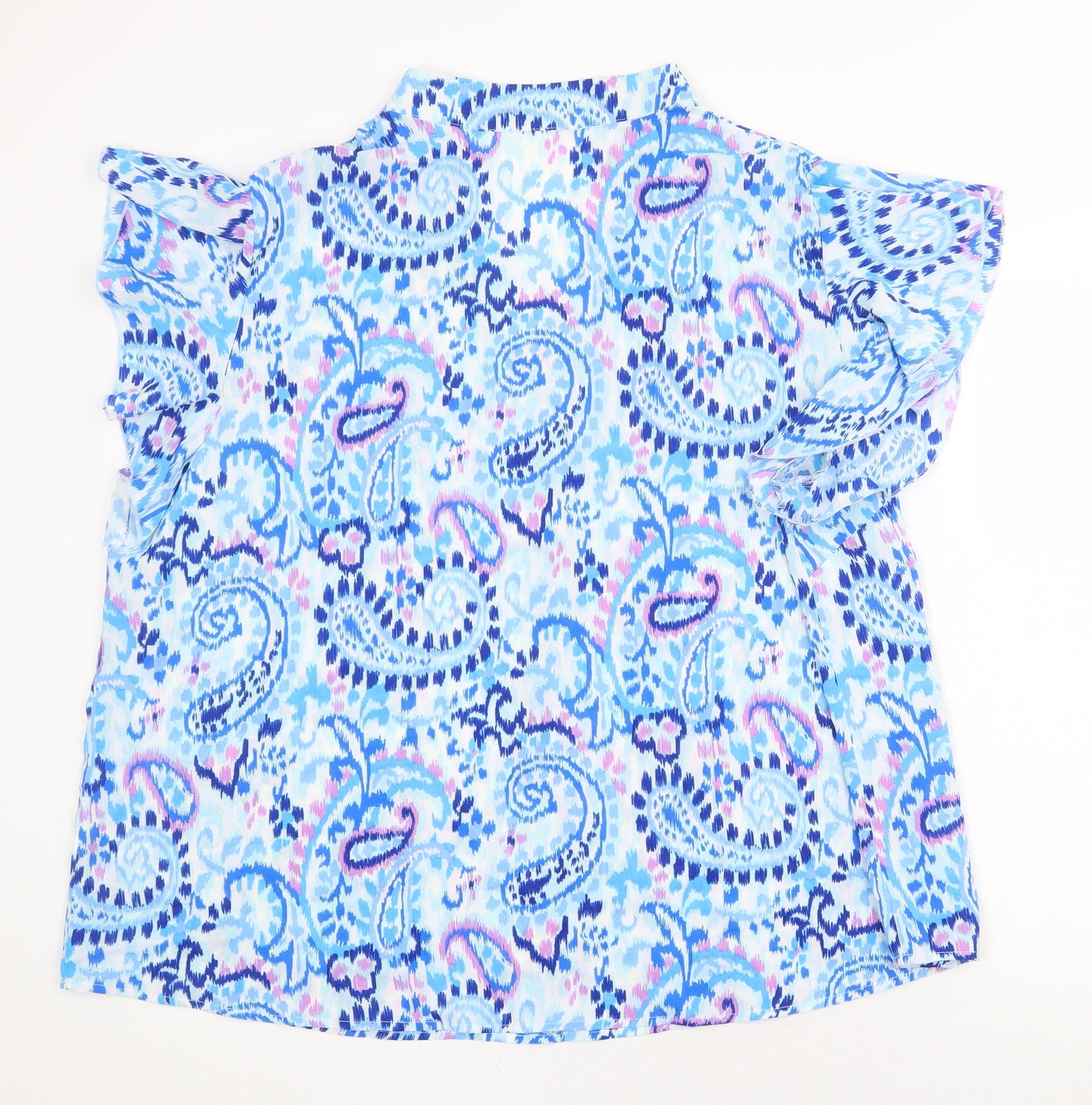 SheIn Womens Blue Paisley Polyester Basic Blouse Size 3XL V-Neck