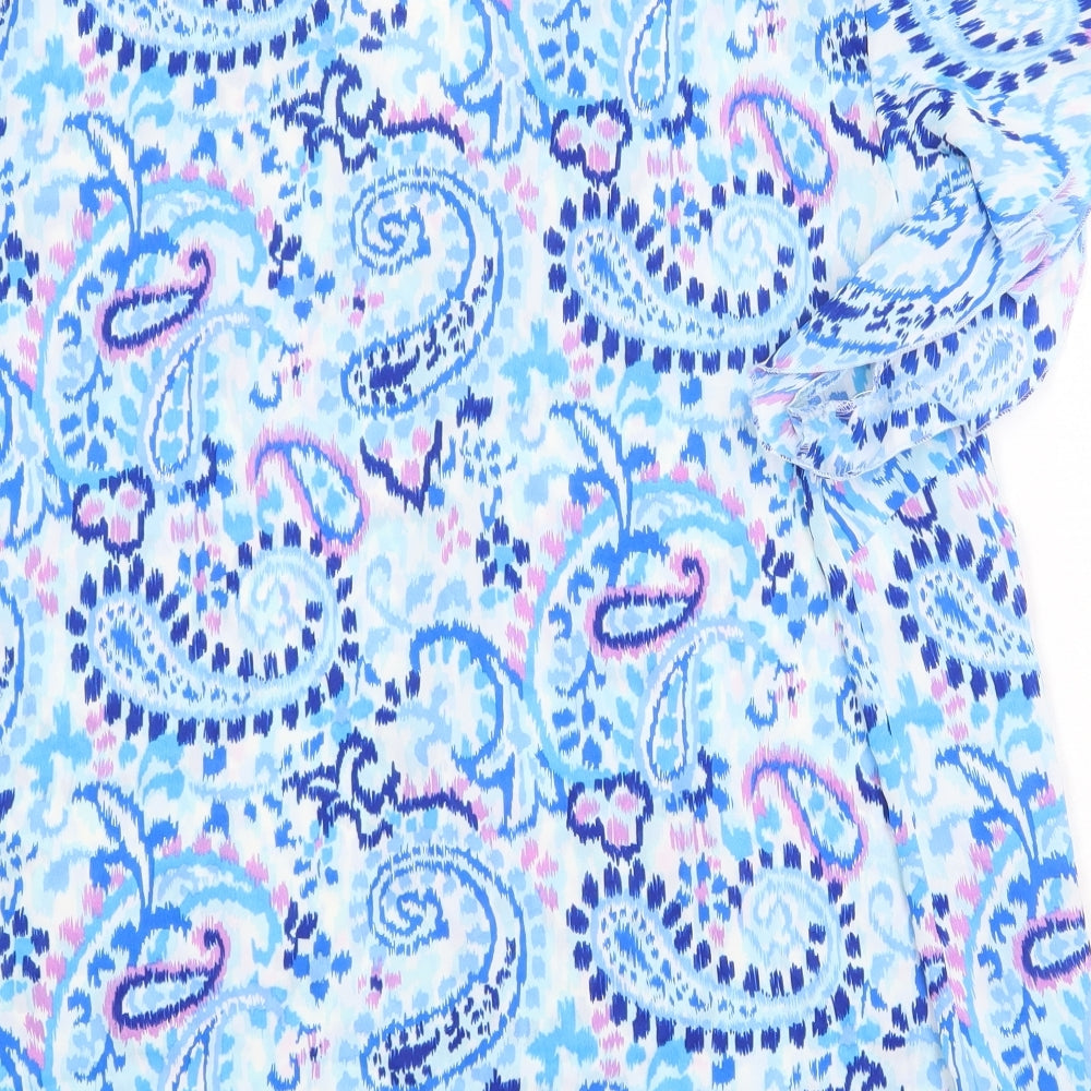 SheIn Womens Blue Paisley Polyester Basic Blouse Size 3XL V-Neck