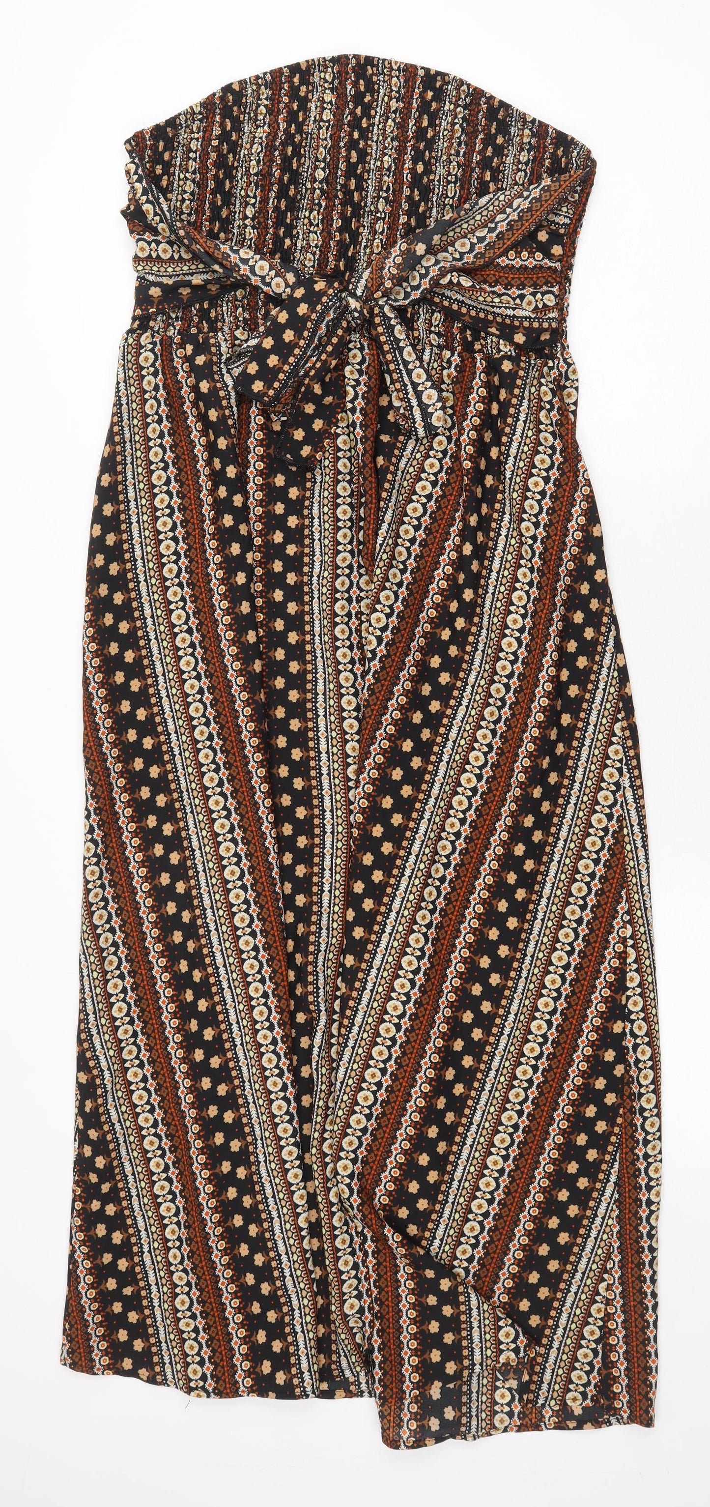 SheIn Womens Multicoloured Geometric Polyester Tank Dress Size XL Off the Shoulder Tie
