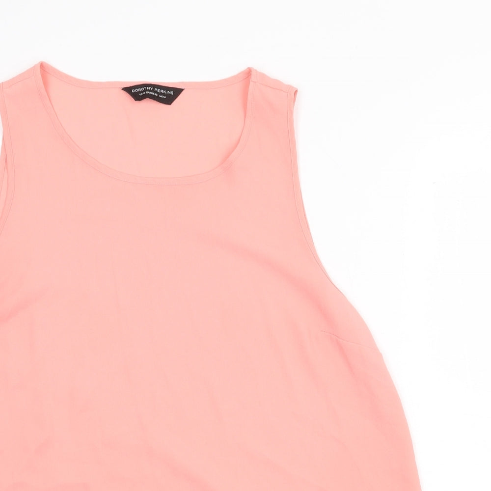 Dorothy Perkins Womens Pink Polyester Basic Tank Size 14 Scoop Neck