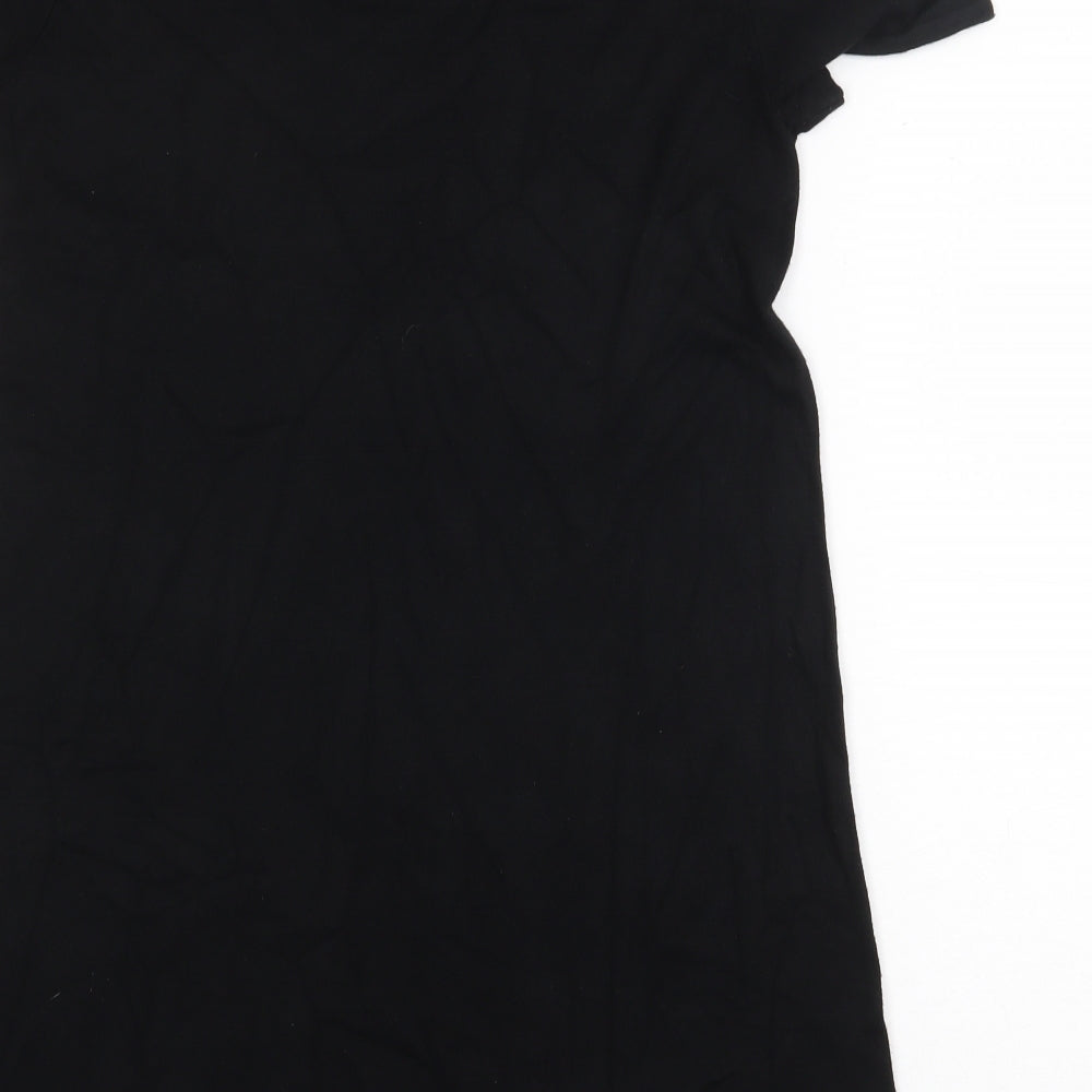 Marks and Spencer Womens Black Viscose A-Line Size 14 Collared Button