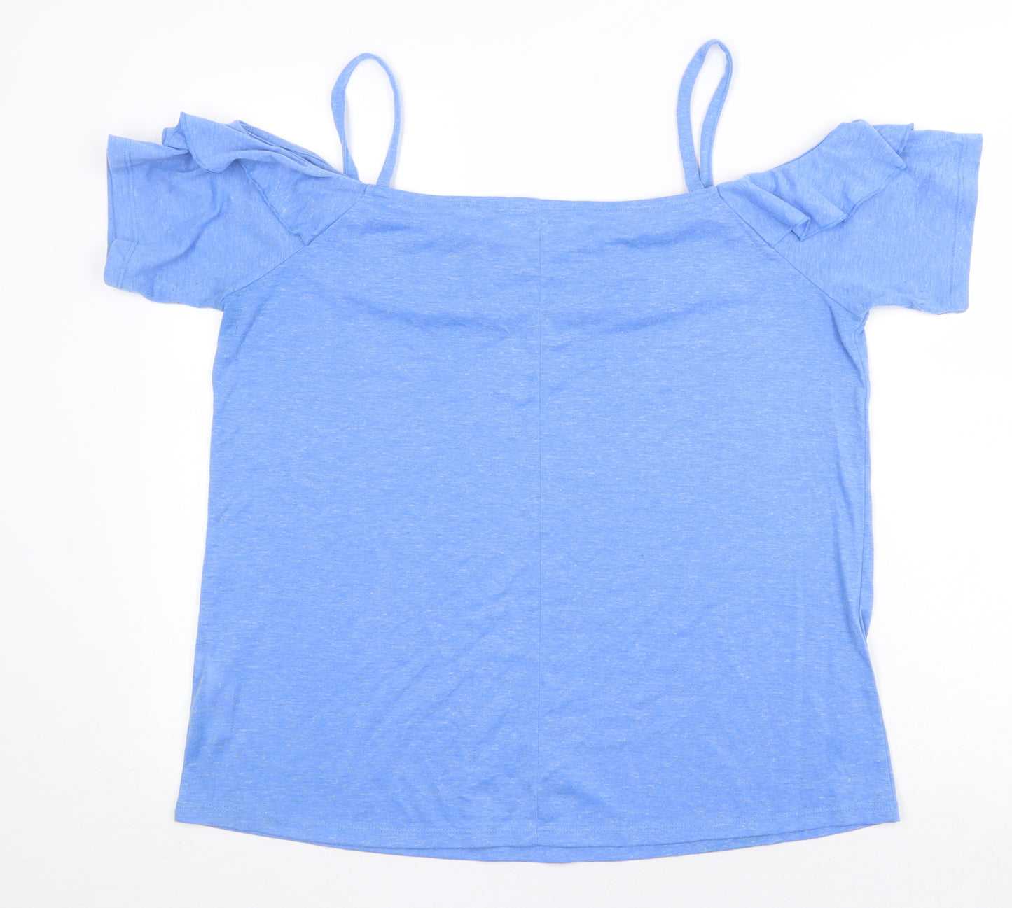 F&F Womens Blue Cotton Basic T-Shirt Size 18 Square Neck - Off Shoulder