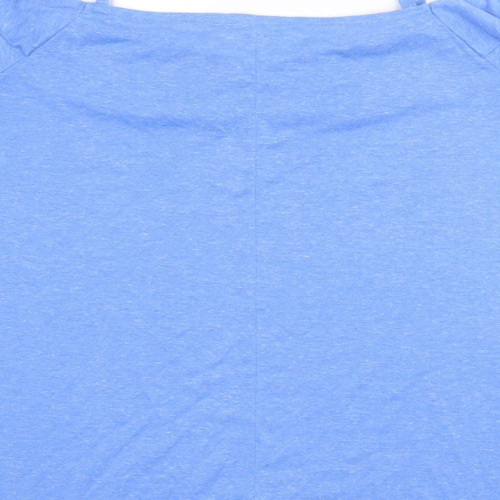 F&F Womens Blue Cotton Basic T-Shirt Size 18 Square Neck - Off Shoulder