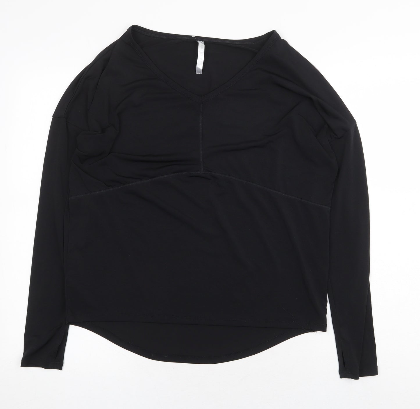 Fabletics Womens Black Polyester Basic T-Shirt Size S V-Neck