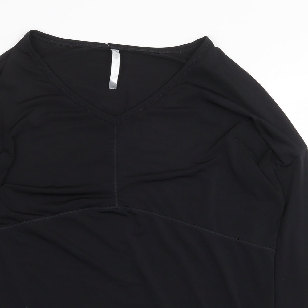 Fabletics Womens Black Polyester Basic T-Shirt Size S V-Neck
