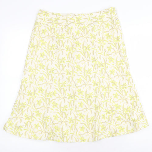 Gap Womens Yellow Floral Cotton Swing Skirt Size 8 Zip