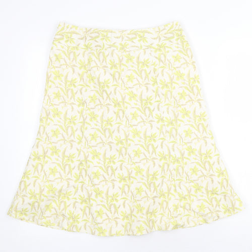Gap Womens Yellow Floral Cotton Swing Skirt Size 8 Zip