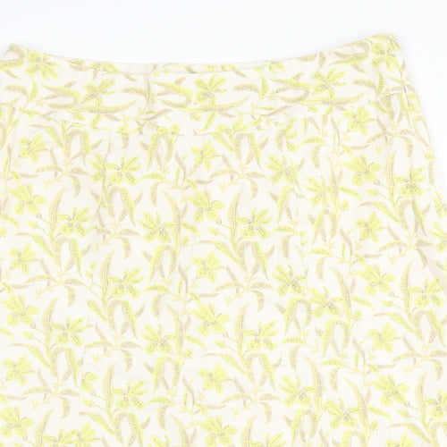 Gap Womens Yellow Floral Cotton Swing Skirt Size 8 Zip