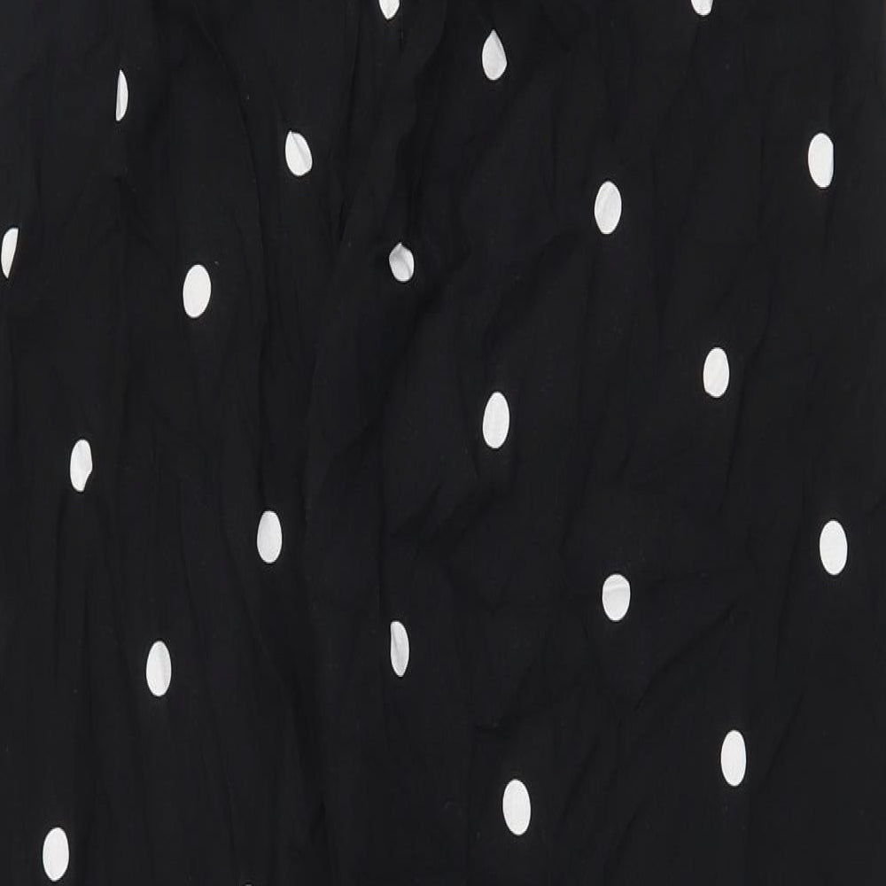 Primark Womens Black Polka Dot Polyester Trousers Size 14 Regular Tie