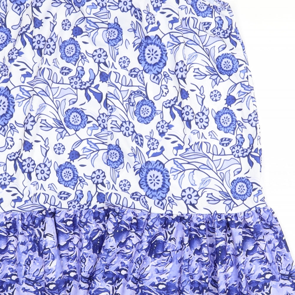Preworn Womens Purple Floral Polyester A-Line Size M Square Neck Pullover