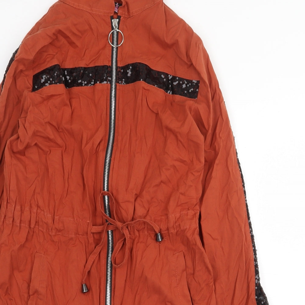 Alma Fashion Womens Orange Jacket Coat Size M Zip