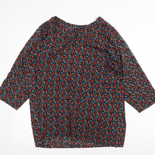 Only You Womens Multicoloured Floral Cotton Basic Blouse Size L Round Neck