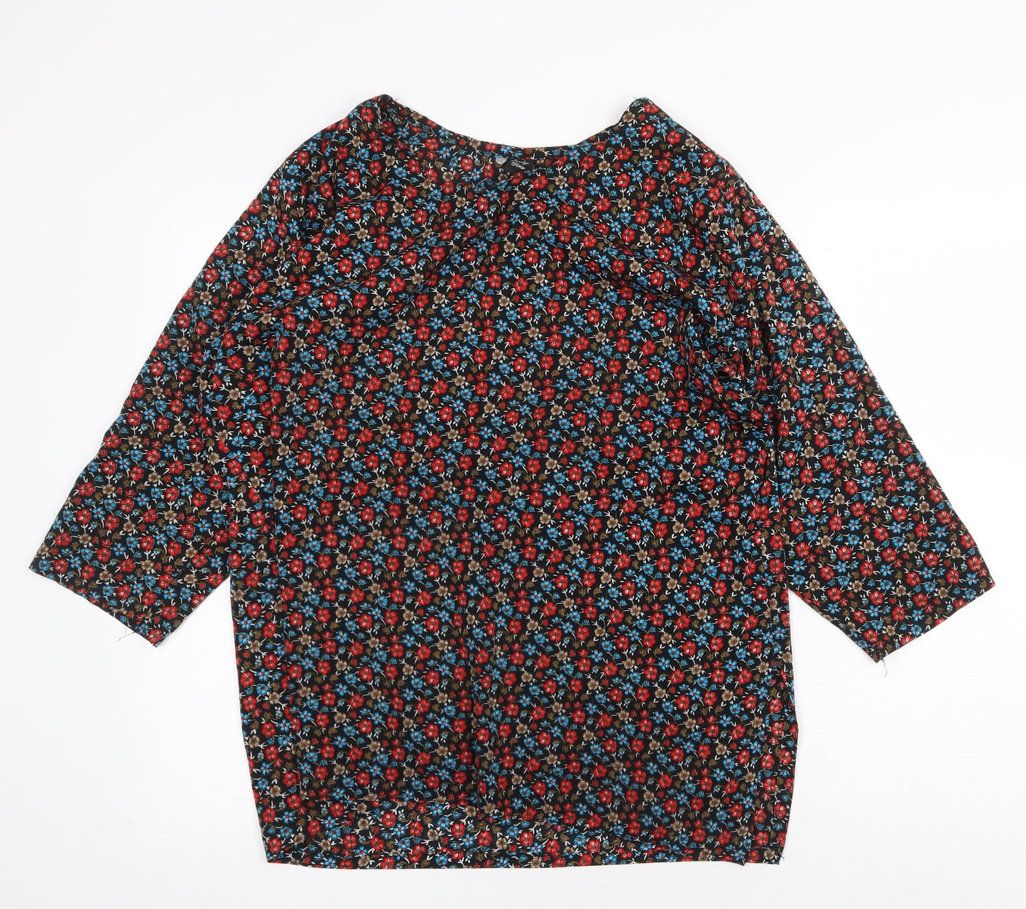 Only You Womens Multicoloured Floral Cotton Basic Blouse Size L Round Neck