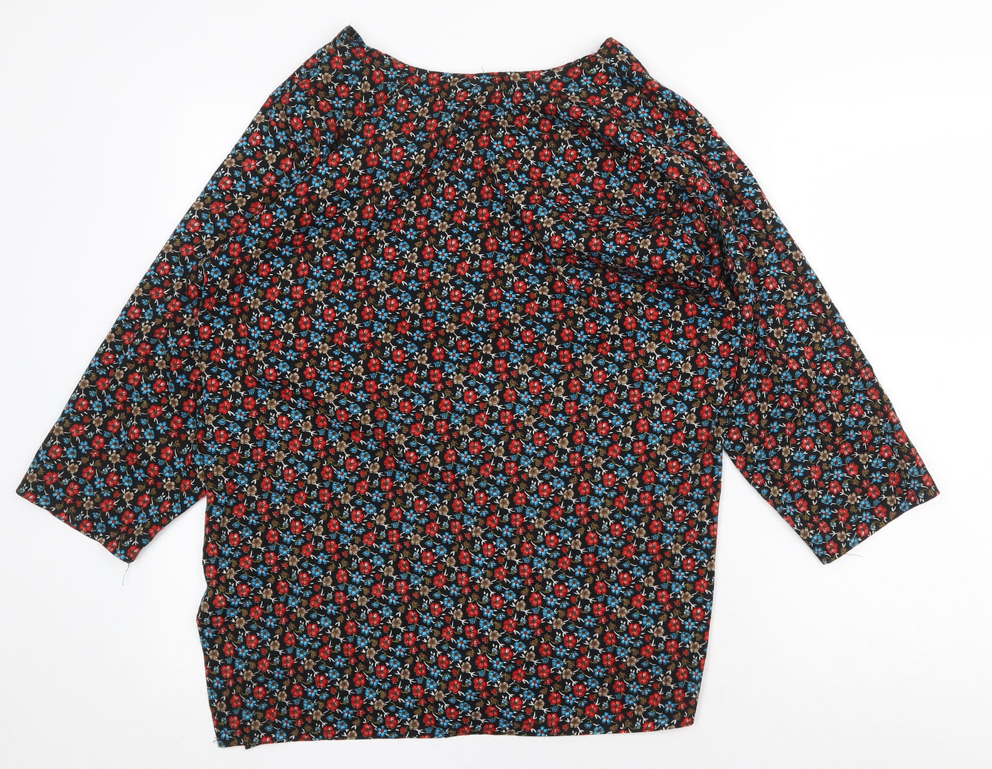 Only You Womens Multicoloured Floral Cotton Basic Blouse Size L Round Neck