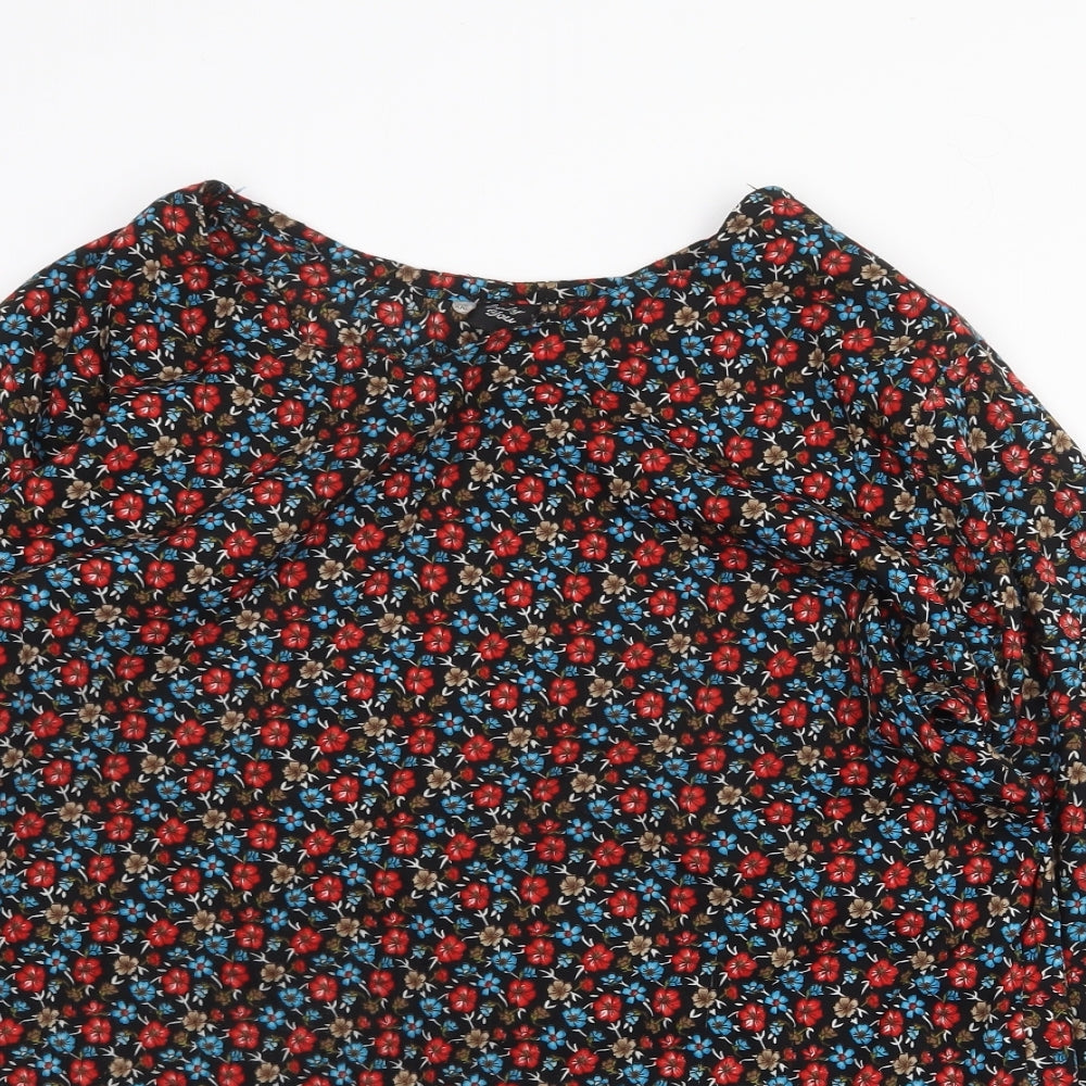 Only You Womens Multicoloured Floral Cotton Basic Blouse Size L Round Neck