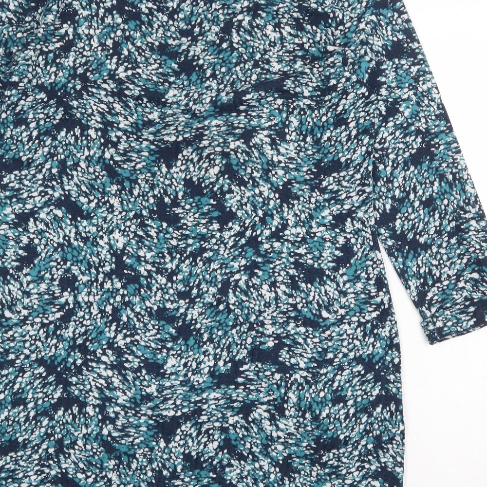 Marks and Spencer Womens Green Geometric Polyester A-Line Size 12 Boat Neck Pullover