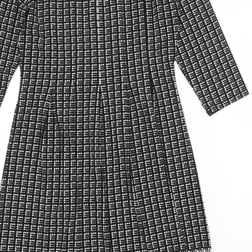 Max Studio Womens Black Geometric Polyester A-Line Size M Scoop Neck Pullover