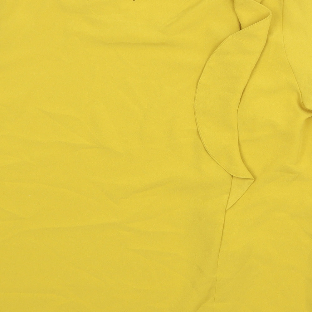 Marks and Spencer Womens Yellow Polyester Basic T-Shirt Size 12 Scoop Neck