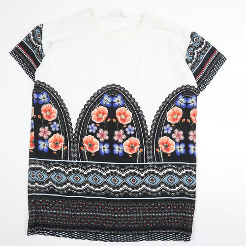 JUNAROSE Womens Multicoloured Geometric Polyester Shift Size 20 Round Neck Pullover