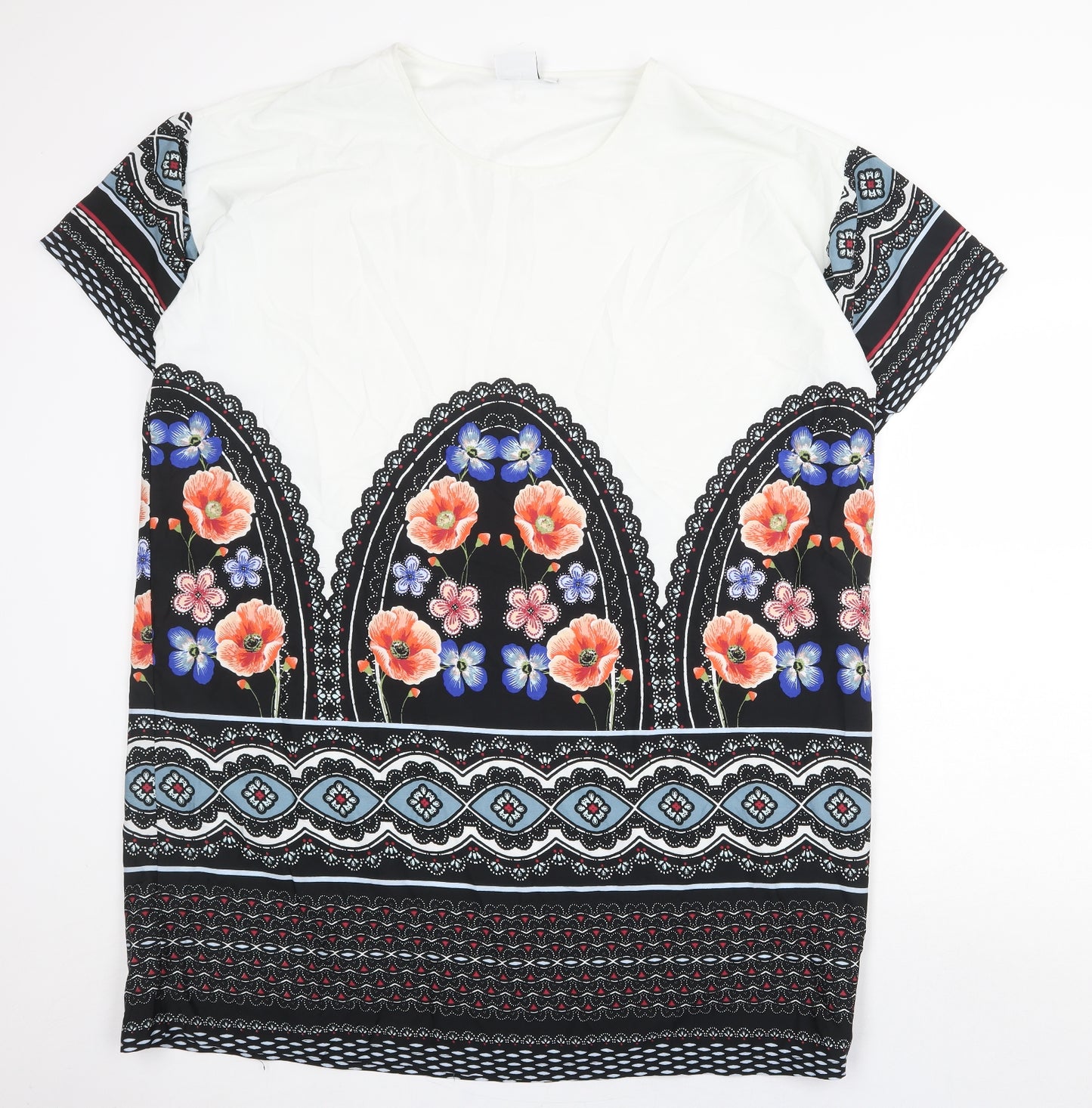 JUNAROSE Womens Multicoloured Geometric Polyester Shift Size 20 Round Neck Pullover