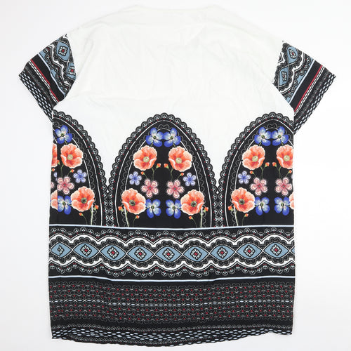JUNAROSE Womens Multicoloured Geometric Polyester Shift Size 20 Round Neck Pullover
