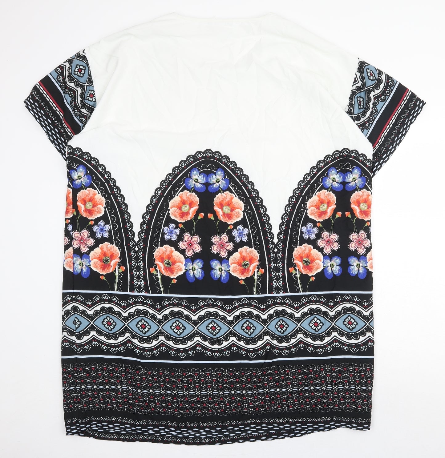 JUNAROSE Womens Multicoloured Geometric Polyester Shift Size 20 Round Neck Pullover