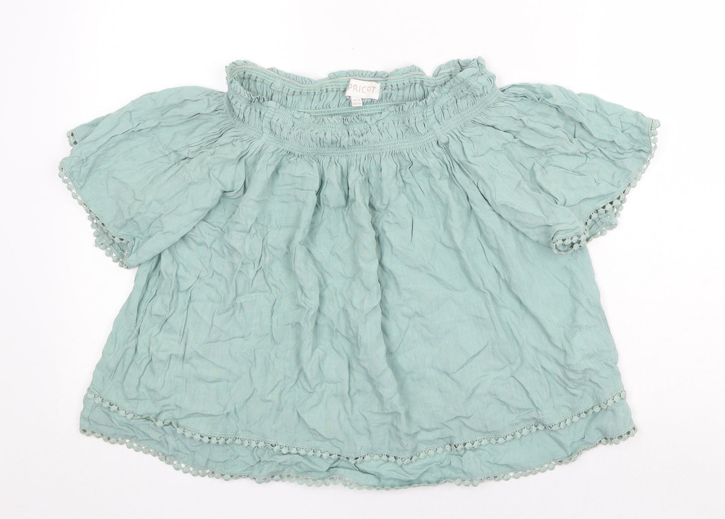 Apricot Womens Green Polyester Basic Blouse Size 12 Off the Shoulder - Bardot