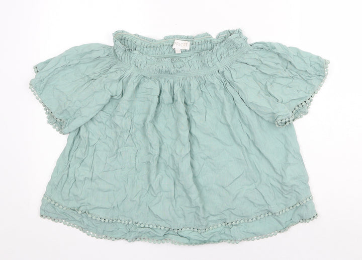 Apricot Womens Green Polyester Basic Blouse Size 12 Off the Shoulder - Bardot