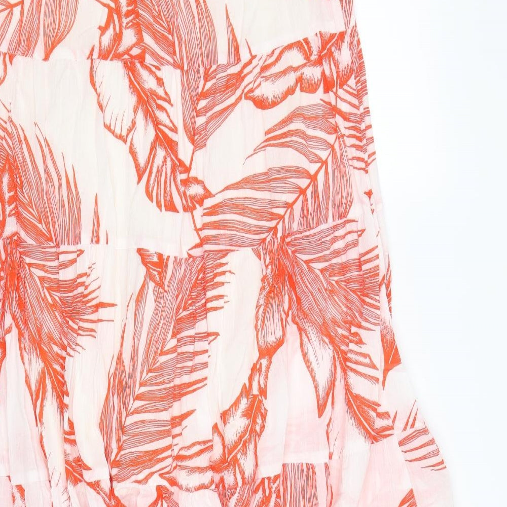 NEXT Womens White Floral Cotton Swing Skirt Size 10