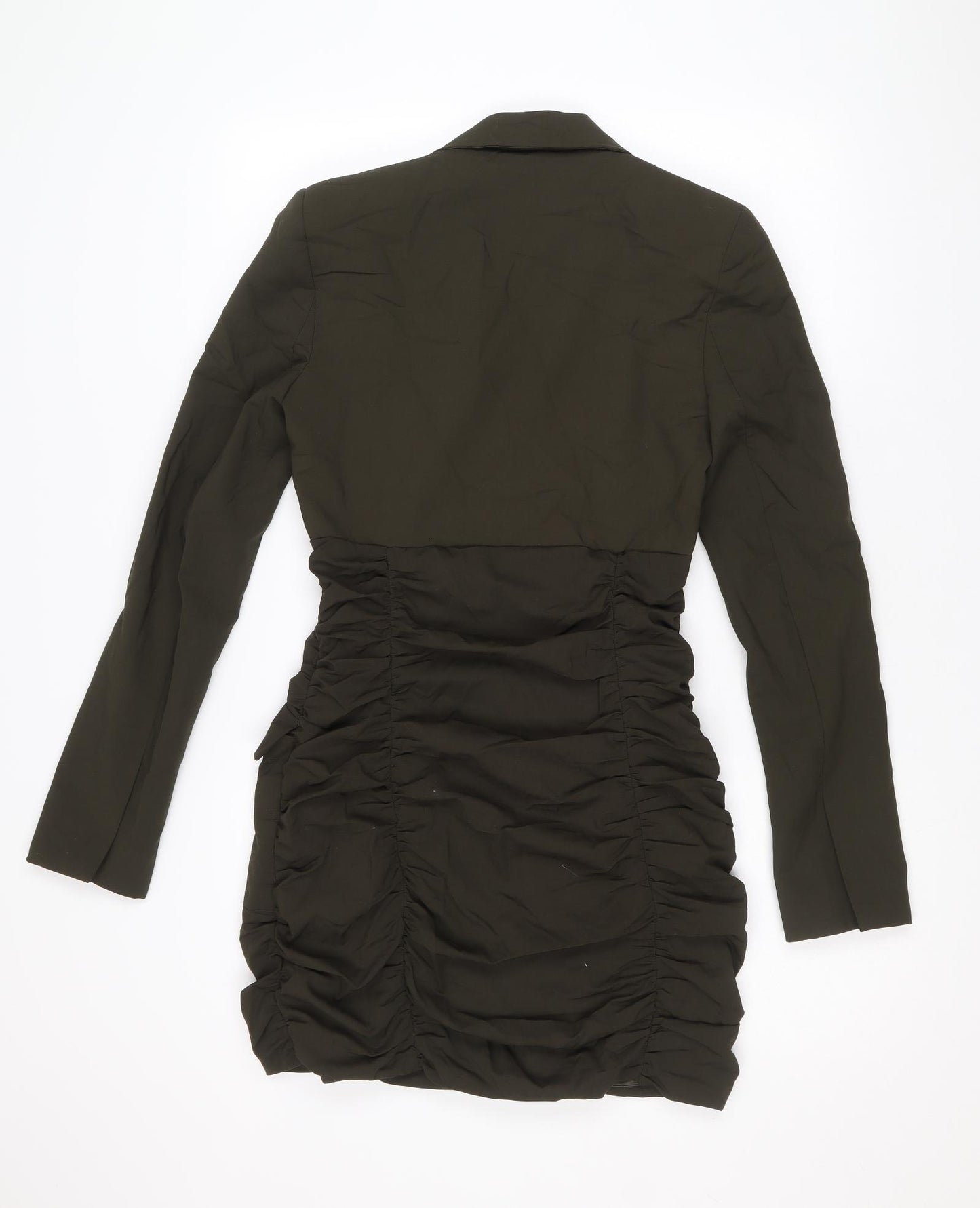 Zara Womens Green Polyester Mini Size S Collared Zip