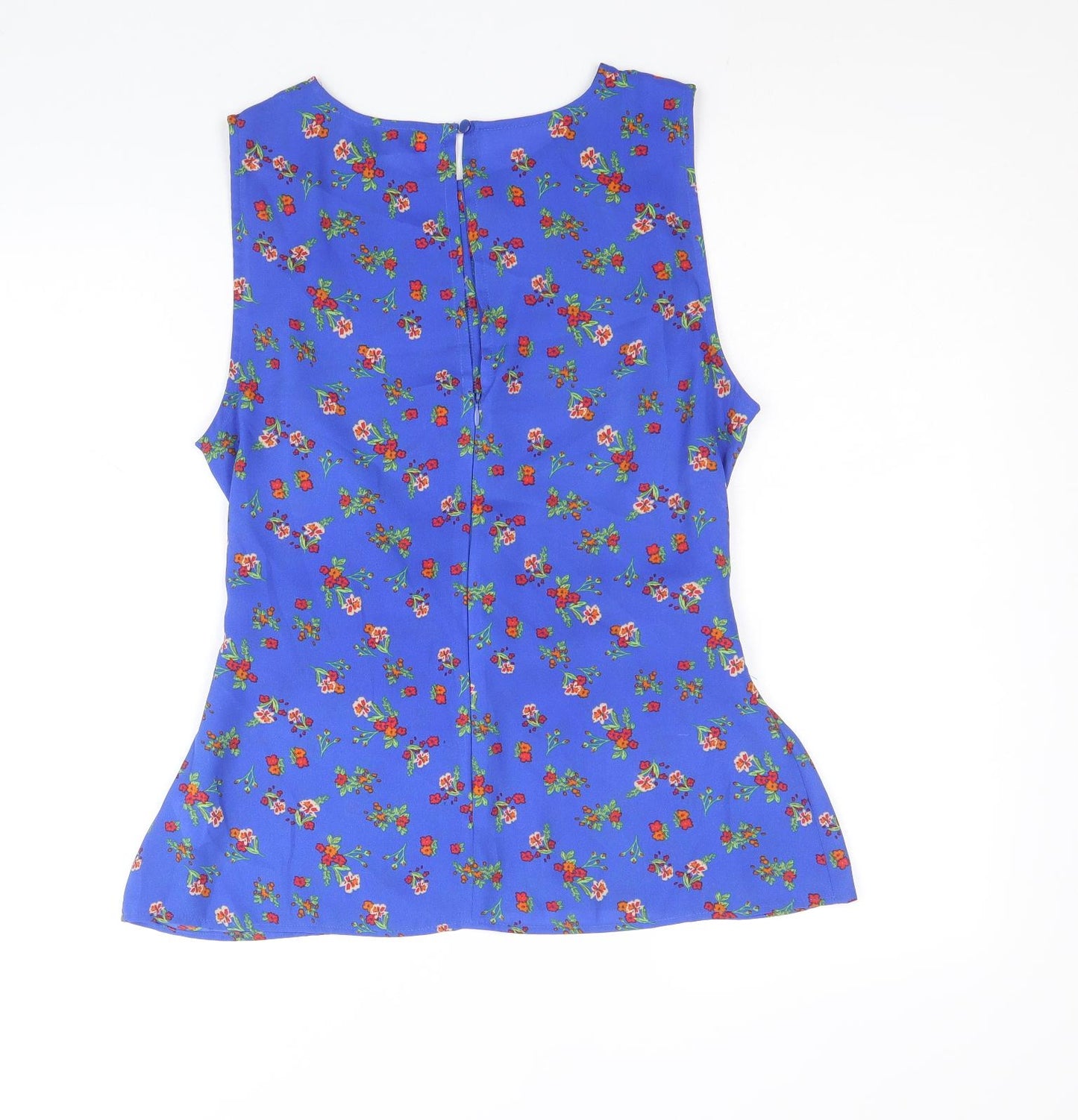 Primark Womens Blue Floral Polyacrylate Fibre Basic Blouse Size 14 Boat Neck - Front Detail