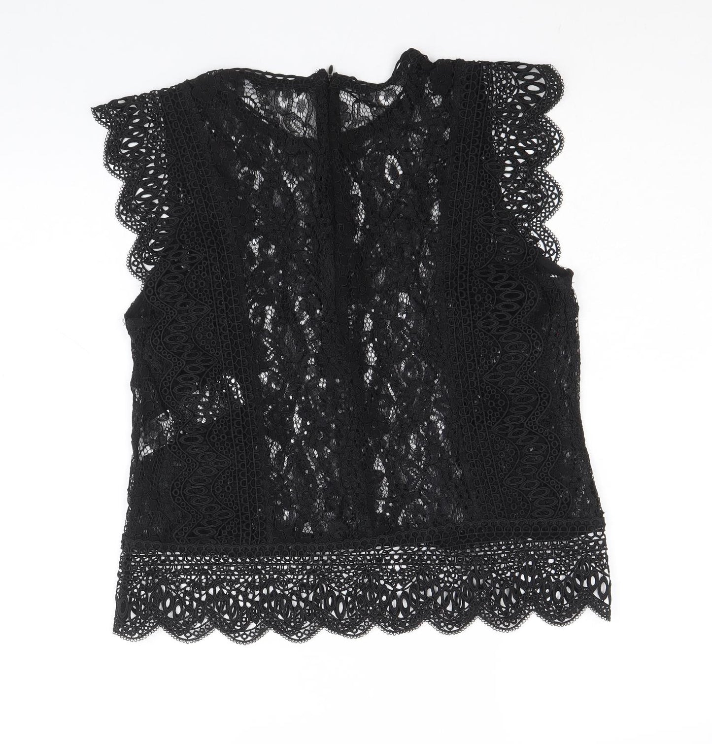 Zara Womens Black Polyacrylate Fibre Basic Blouse Size M Round Neck