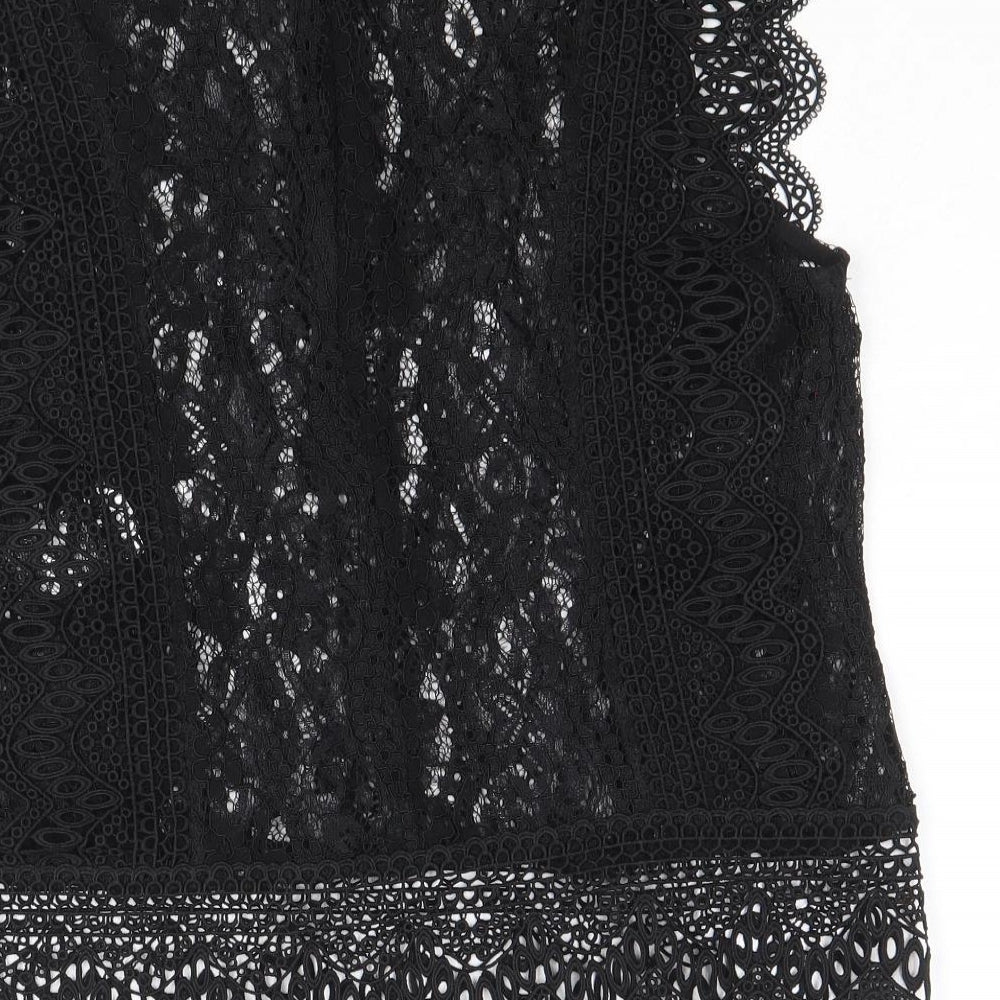 Zara Womens Black Polyacrylate Fibre Basic Blouse Size M Round Neck