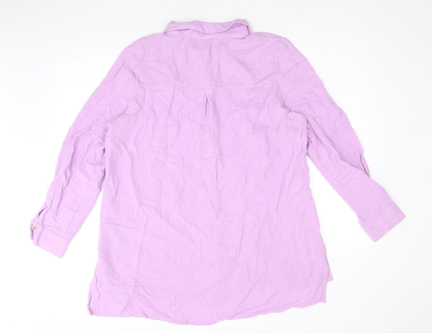 Nutmeg Womens Purple 100% Cotton Basic Button-Up Size 14 Collared