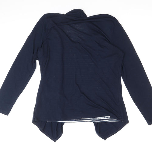 Marks and Spencer Womens Blue Scoop Neck Striped Polyester Pullover Jumper Size 12