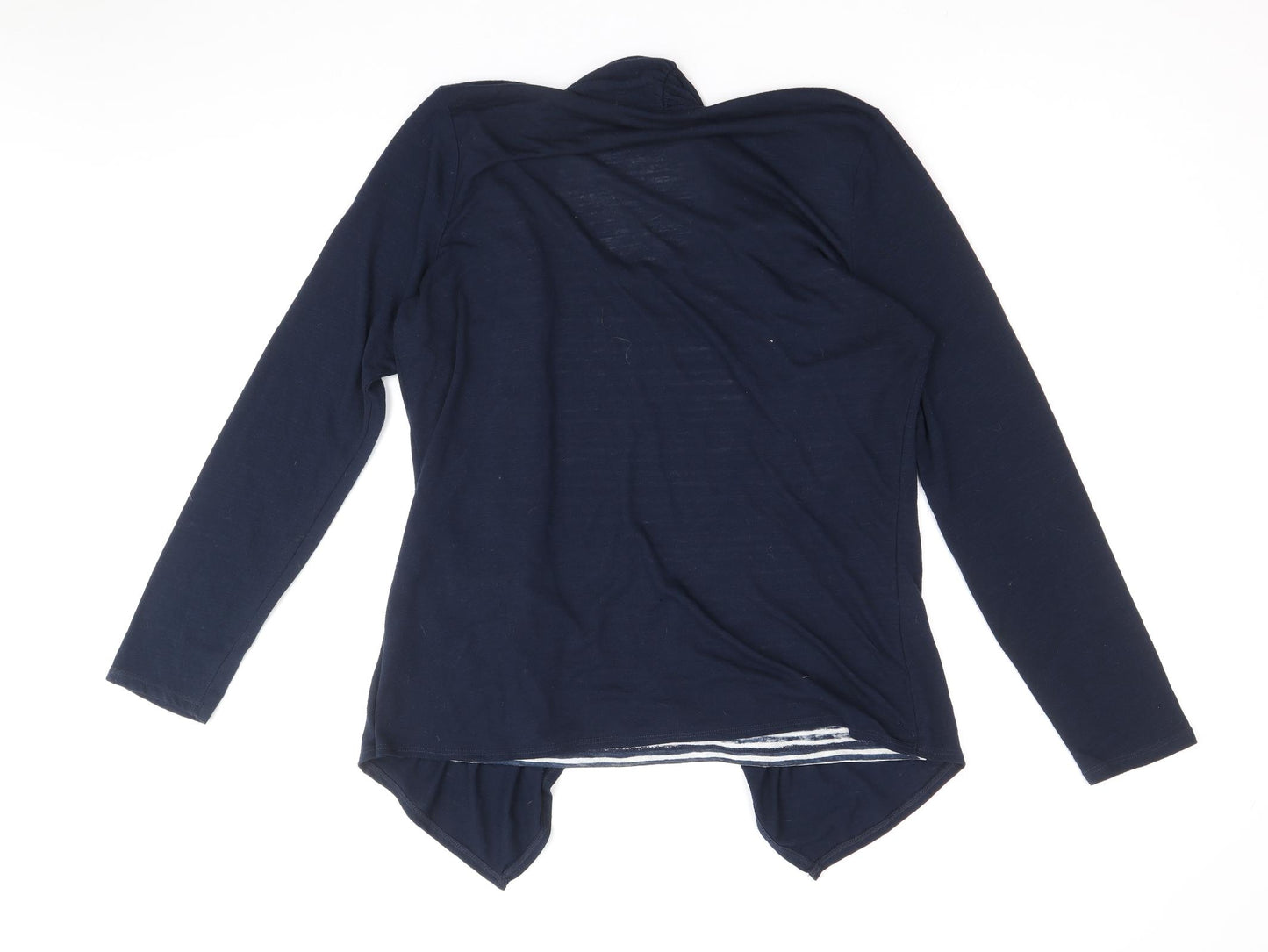 Marks and Spencer Womens Blue Scoop Neck Striped Polyester Pullover Jumper Size 12