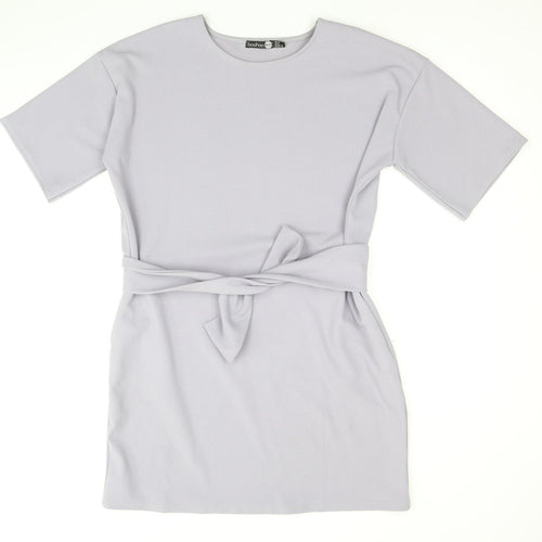 Boohoo Womens Blue Polyester Shift Size 10 Boat Neck Pullover