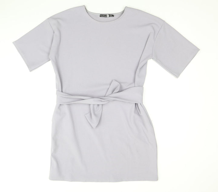 Boohoo Womens Blue Polyester Shift Size 10 Boat Neck Pullover