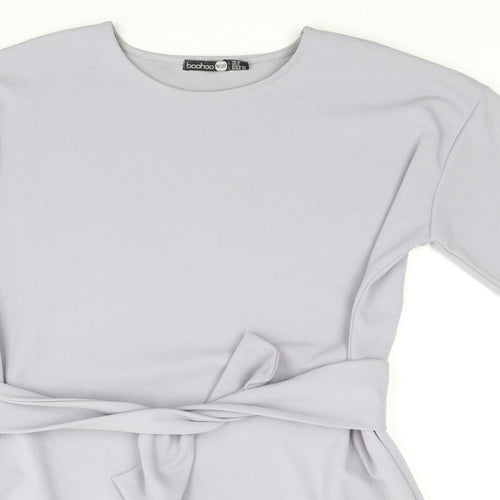 Boohoo Womens Blue Polyester Shift Size 10 Boat Neck Pullover