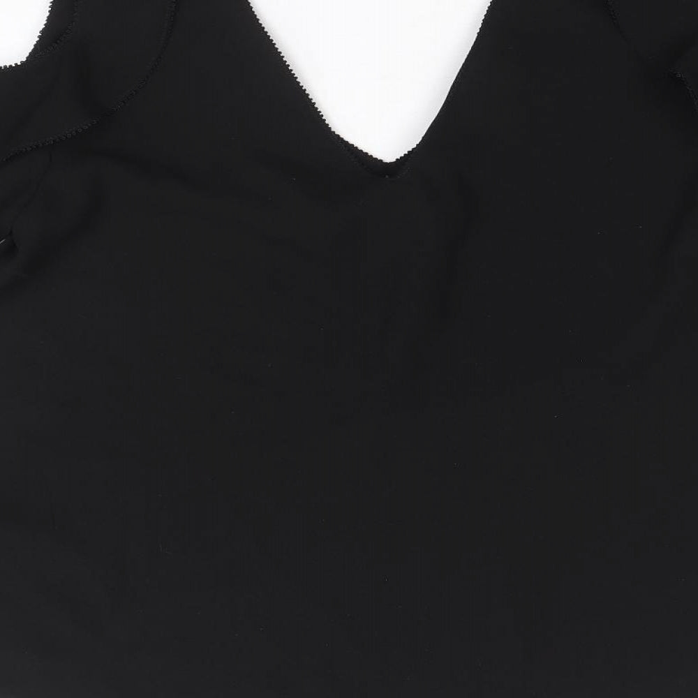 NEXT Womens Black Polyester Basic Blouse Size 10 V-Neck - Cold Shoulder