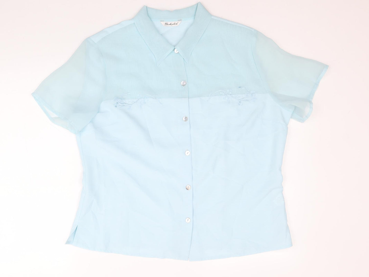 Berkertex Womens Blue Polyester Basic Button-Up Size 18 Collared