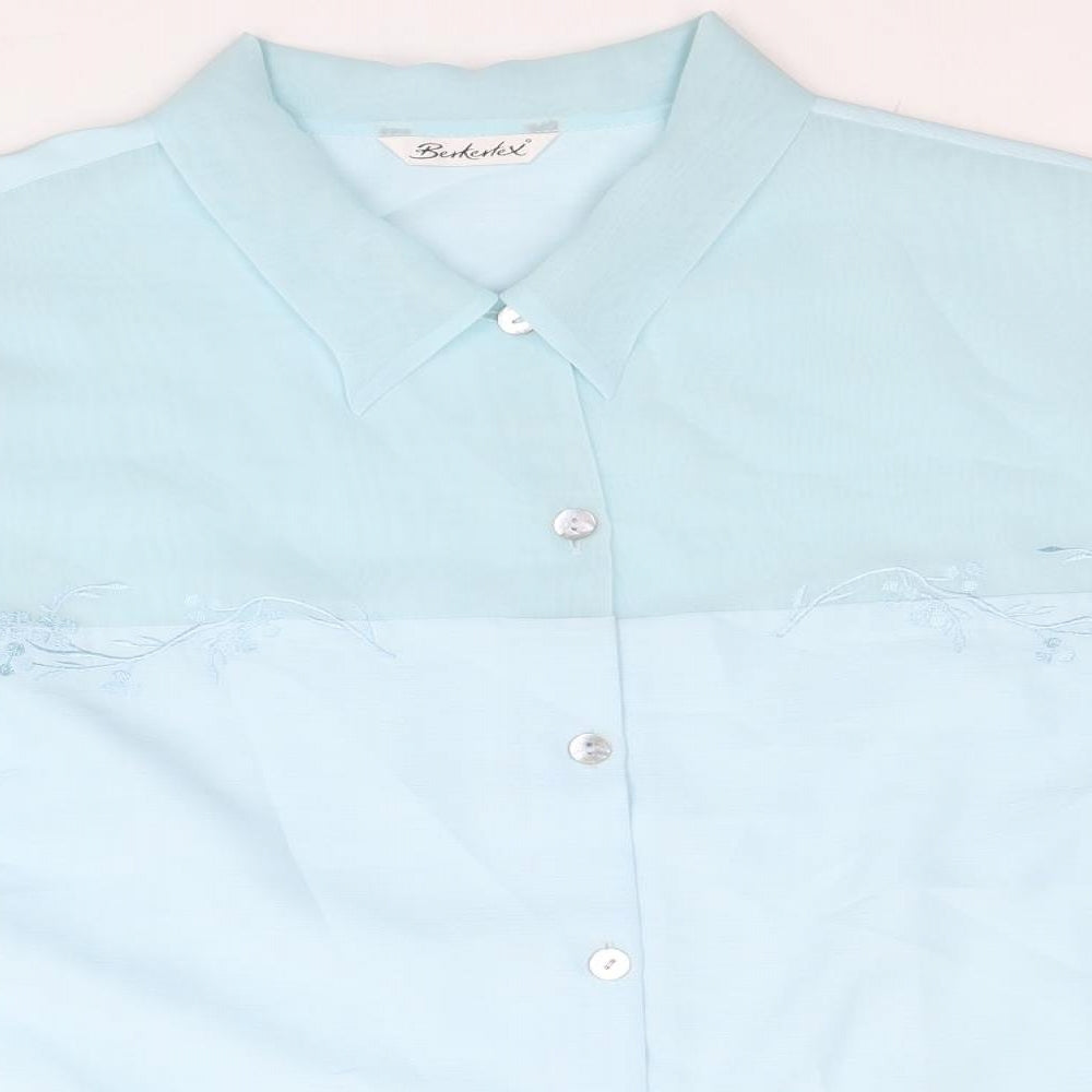 Berkertex Womens Blue Polyester Basic Button-Up Size 18 Collared