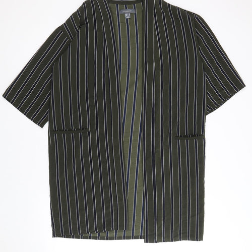 Atmosphere Womens Green Striped Polyester Kimono Blouse Size 6 V-Neck